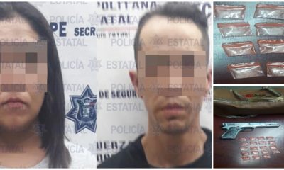 Pareja fue detenida por traer droga y una pistola de utilería