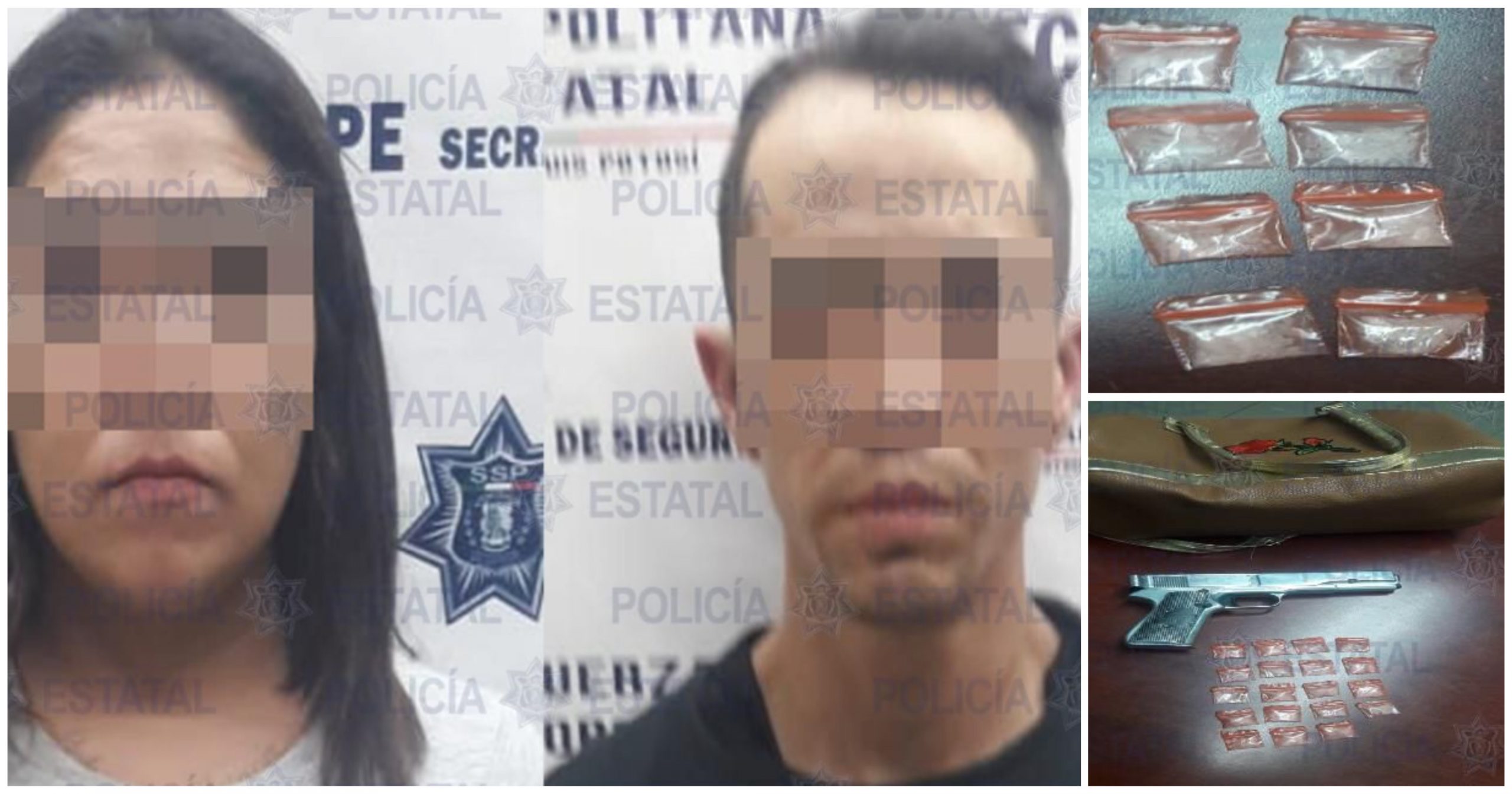 Pareja fue detenida por traer droga y una pistola de utilería